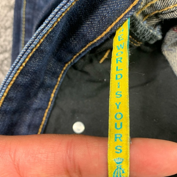 Christian Audigier Denim Jeans 36X34 Skull Back Logo Rhinestones Embroidery - Picture 16 of 16